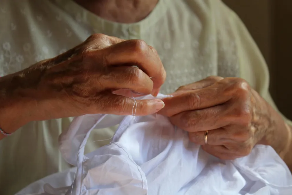 Grandma sewing